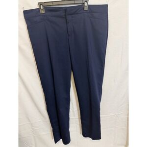Navy Flat Front Straight Leg Pants Size 16W Classic Staple Preppy Minimalist